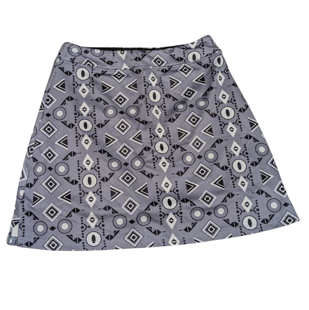 Geometric Patterned Gray Active Performance Skort Lightweight